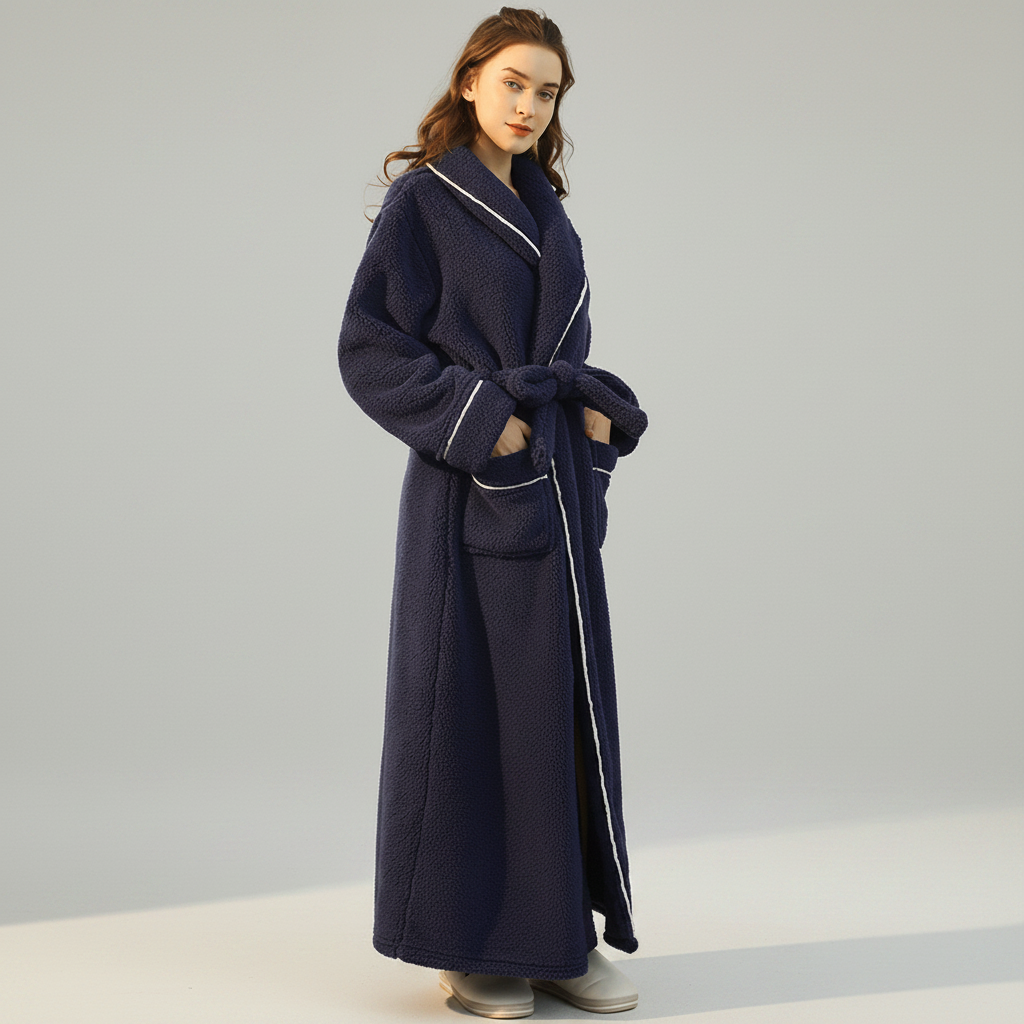 Cozy Belted Fleece Robe for Cold Weather