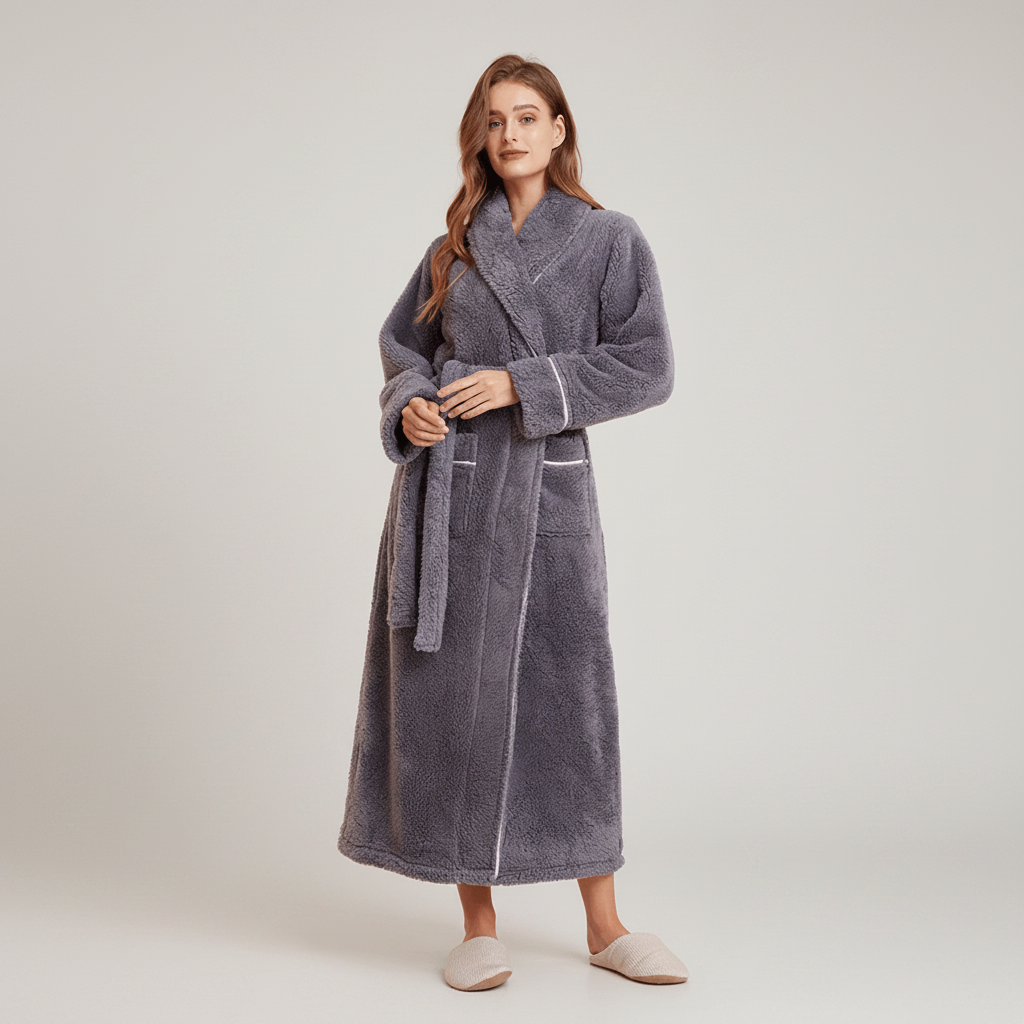 Cozy Belted Fleece Robe for Cold Weather