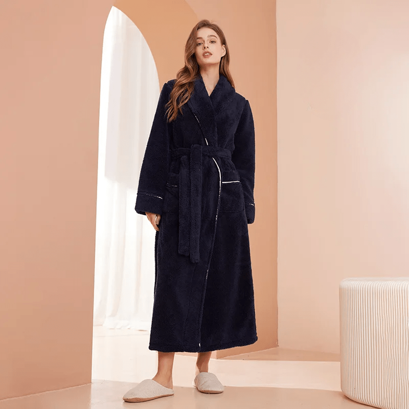 Cozy Belted Fleece Robe for Cold Weather