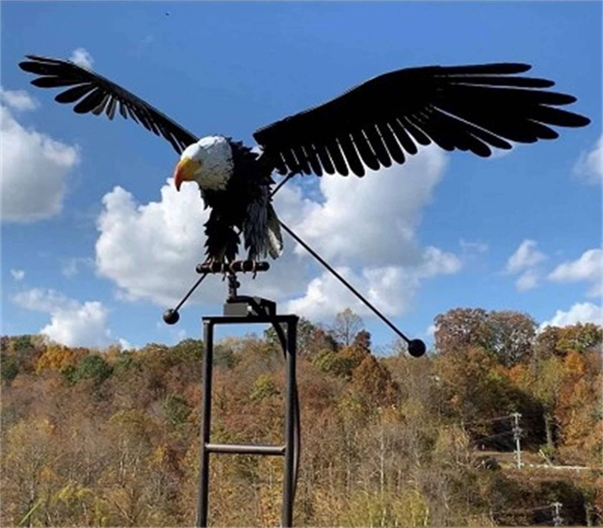 Metal Bird Wind Spinner Garden Stake Ornament