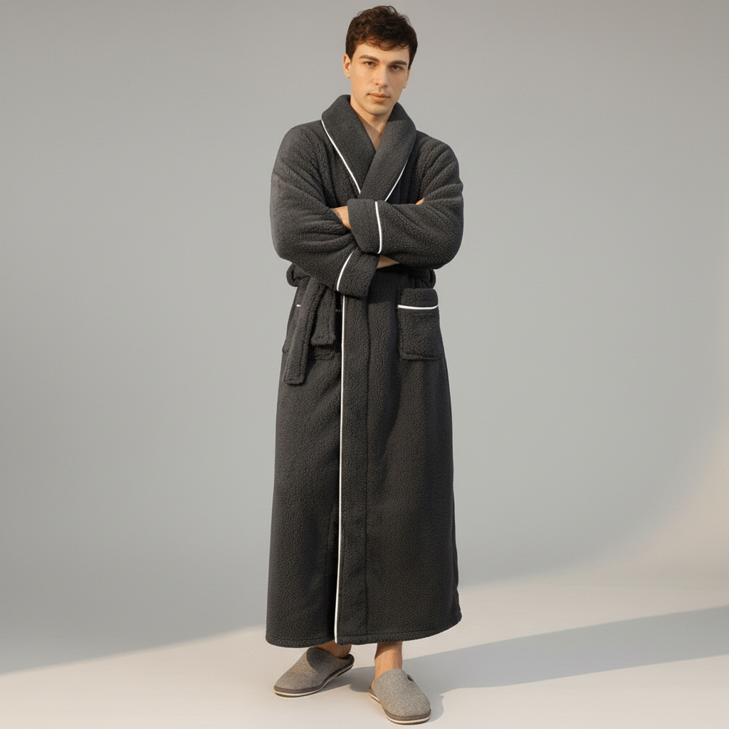 Cozy Belted Fleece Robe for Cold Weather