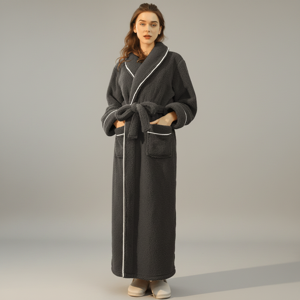 Cozy Belted Fleece Robe for Cold Weather