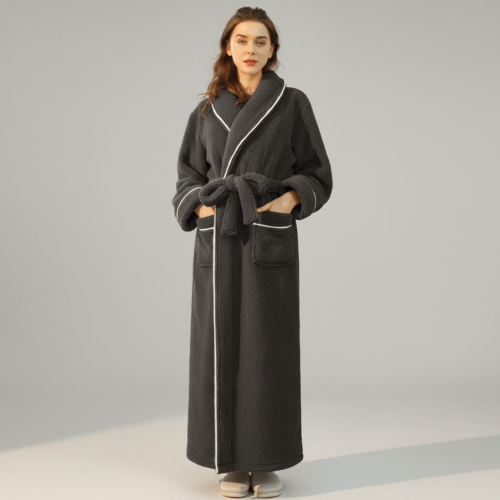 Cozy Belted Fleece Robe for Cold Weather