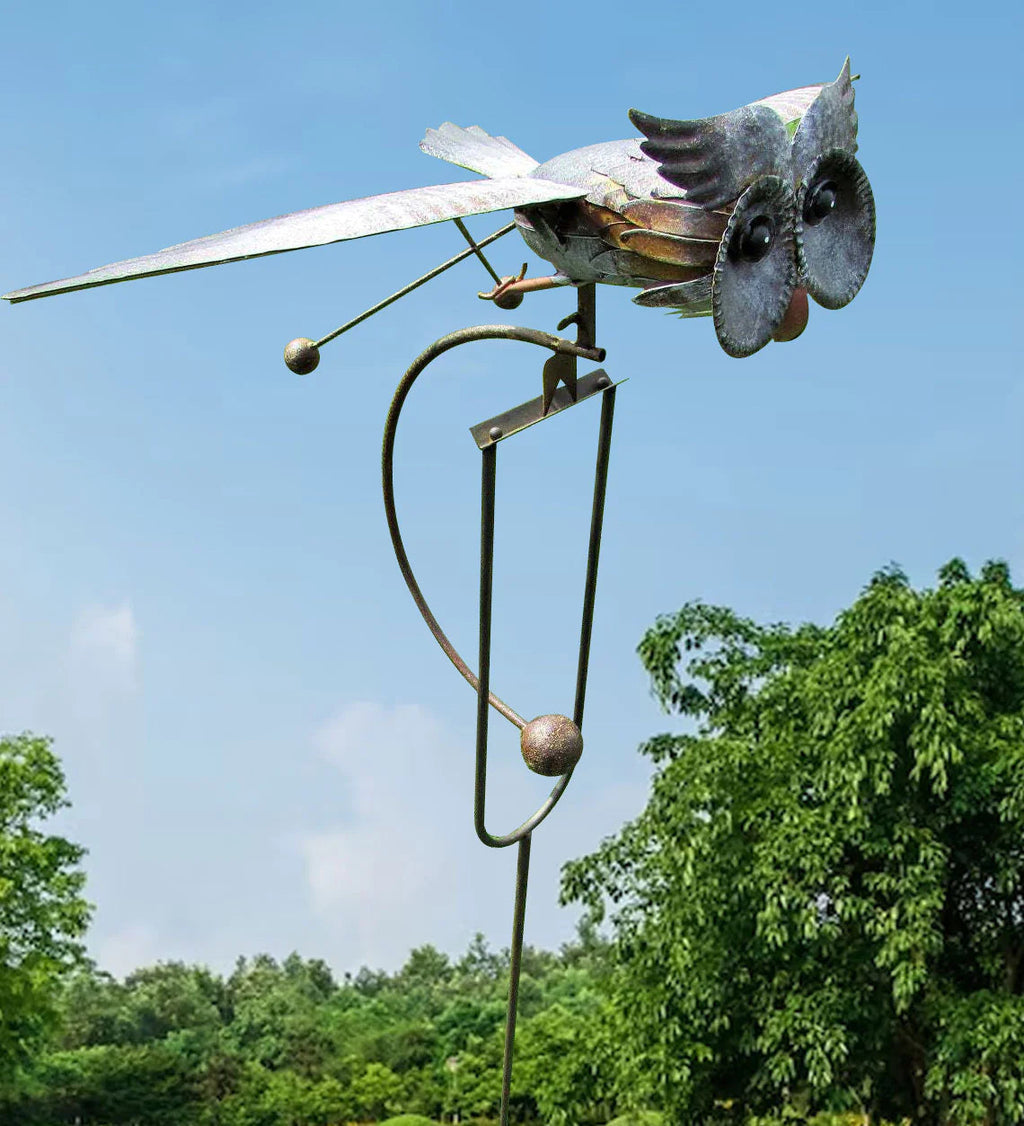 Metal Bird Wind Spinner Garden Stake Ornament
