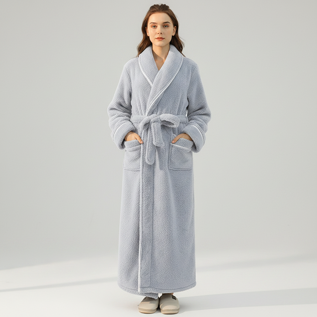 Cozy Belted Fleece Robe for Cold Weather