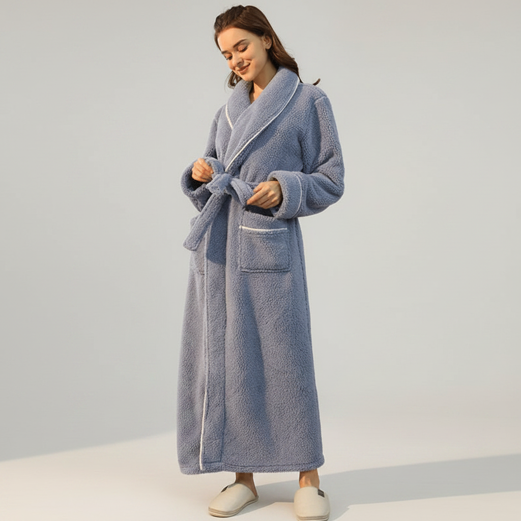Cozy Belted Fleece Robe for Cold Weather
