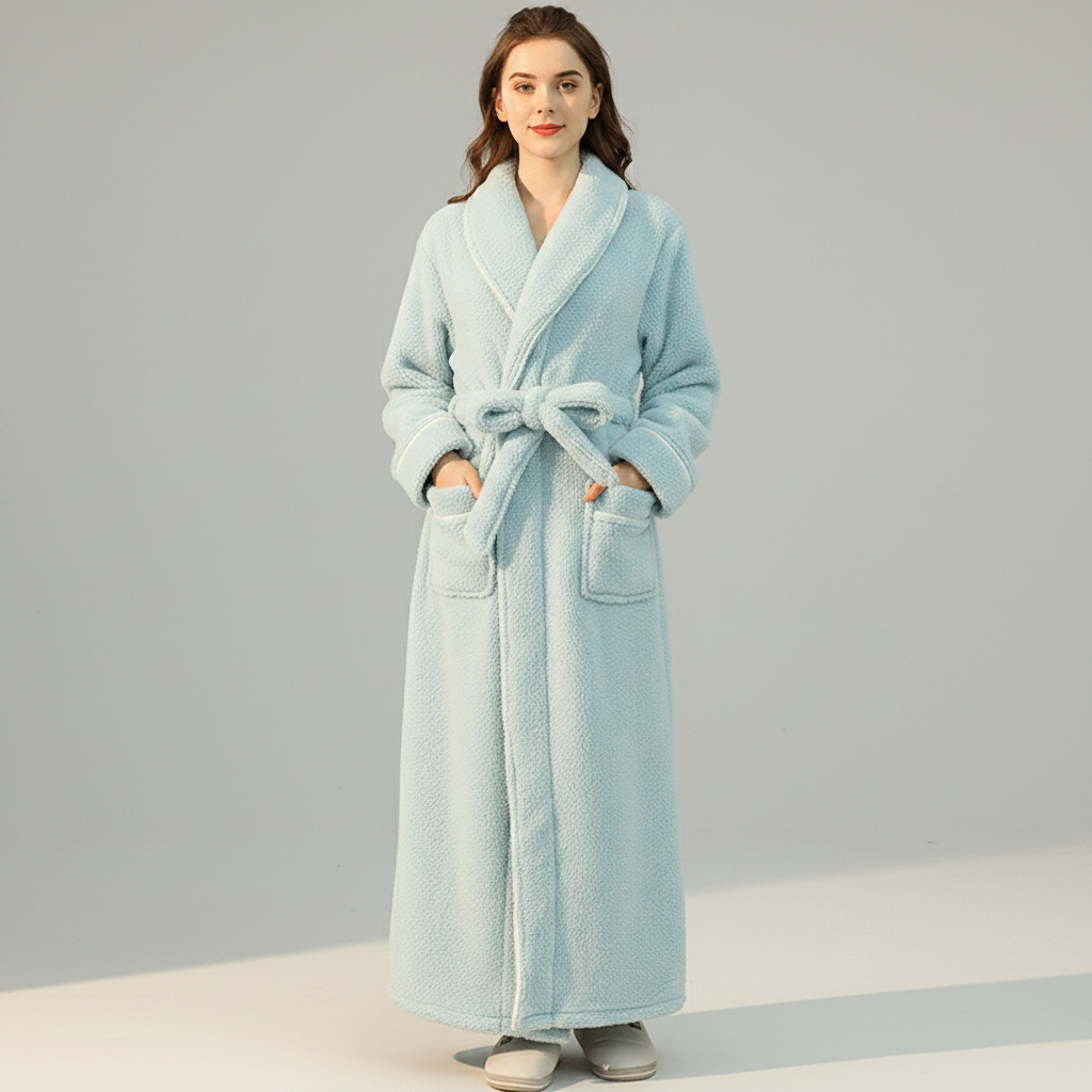 Cozy Belted Fleece Robe for Cold Weather