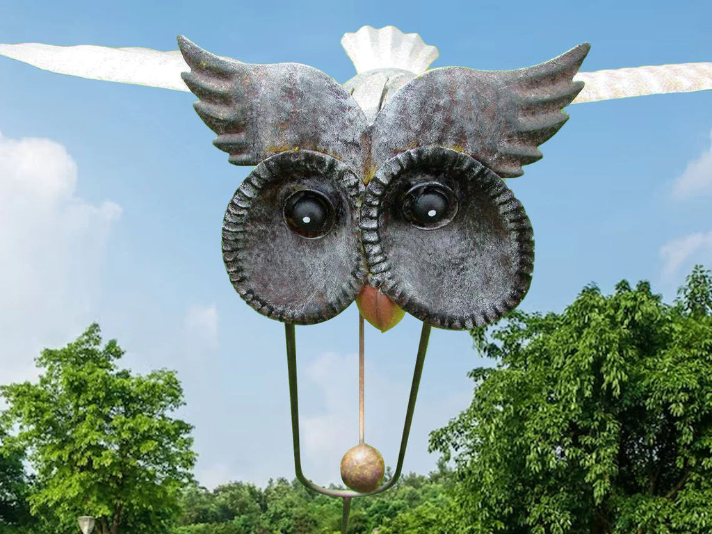 Metal Bird Wind Spinner Garden Stake Ornament