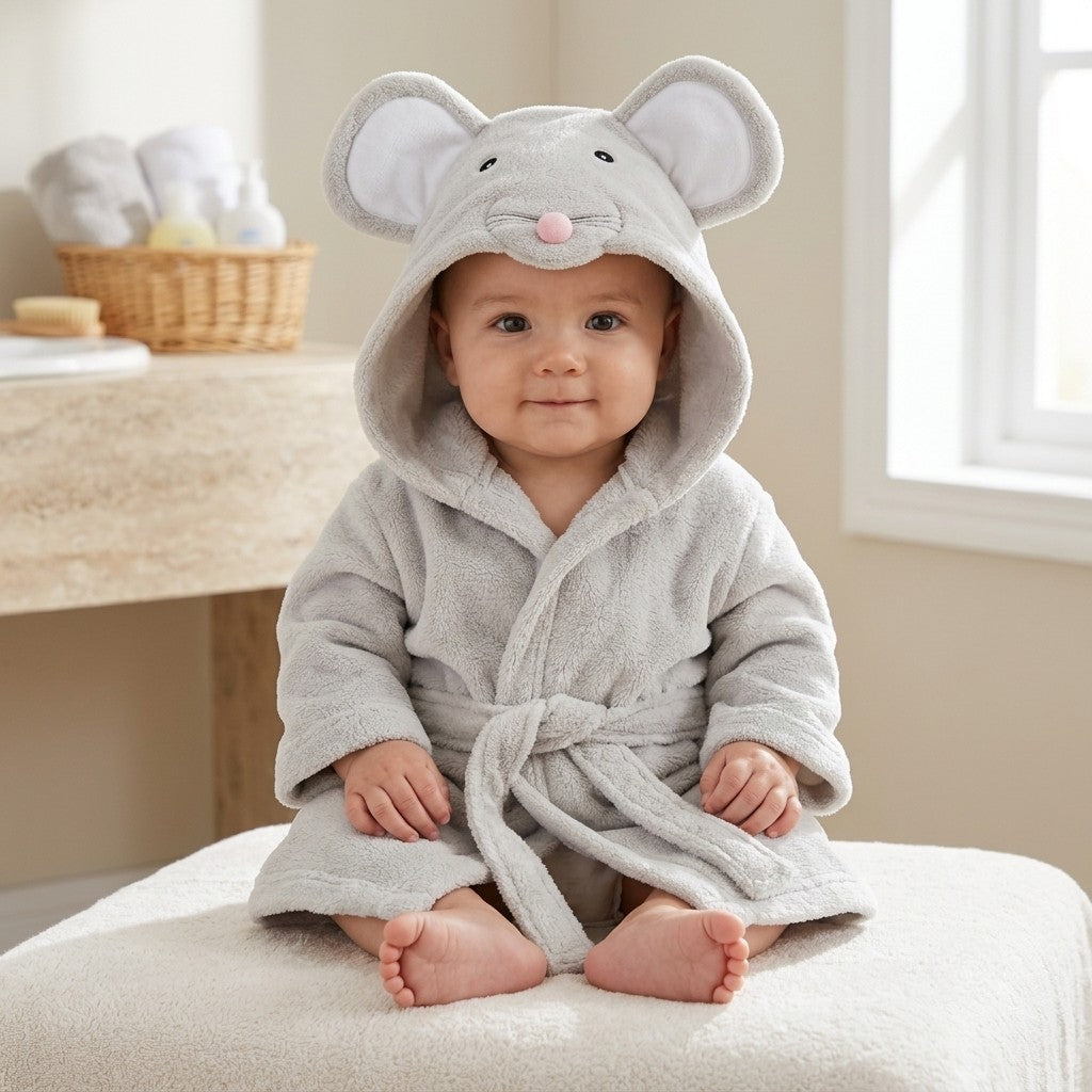 Hooded Cotton Animal Bath Robe for Babies