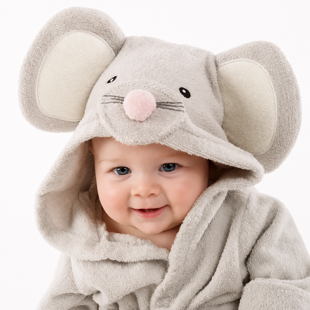 Hooded Cotton Animal Bath Robe for Babies