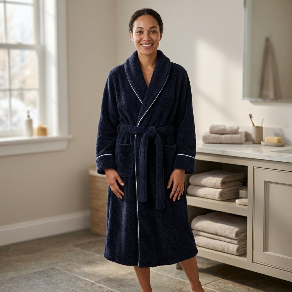 Plush Shawl Collar Winter Bathrobe