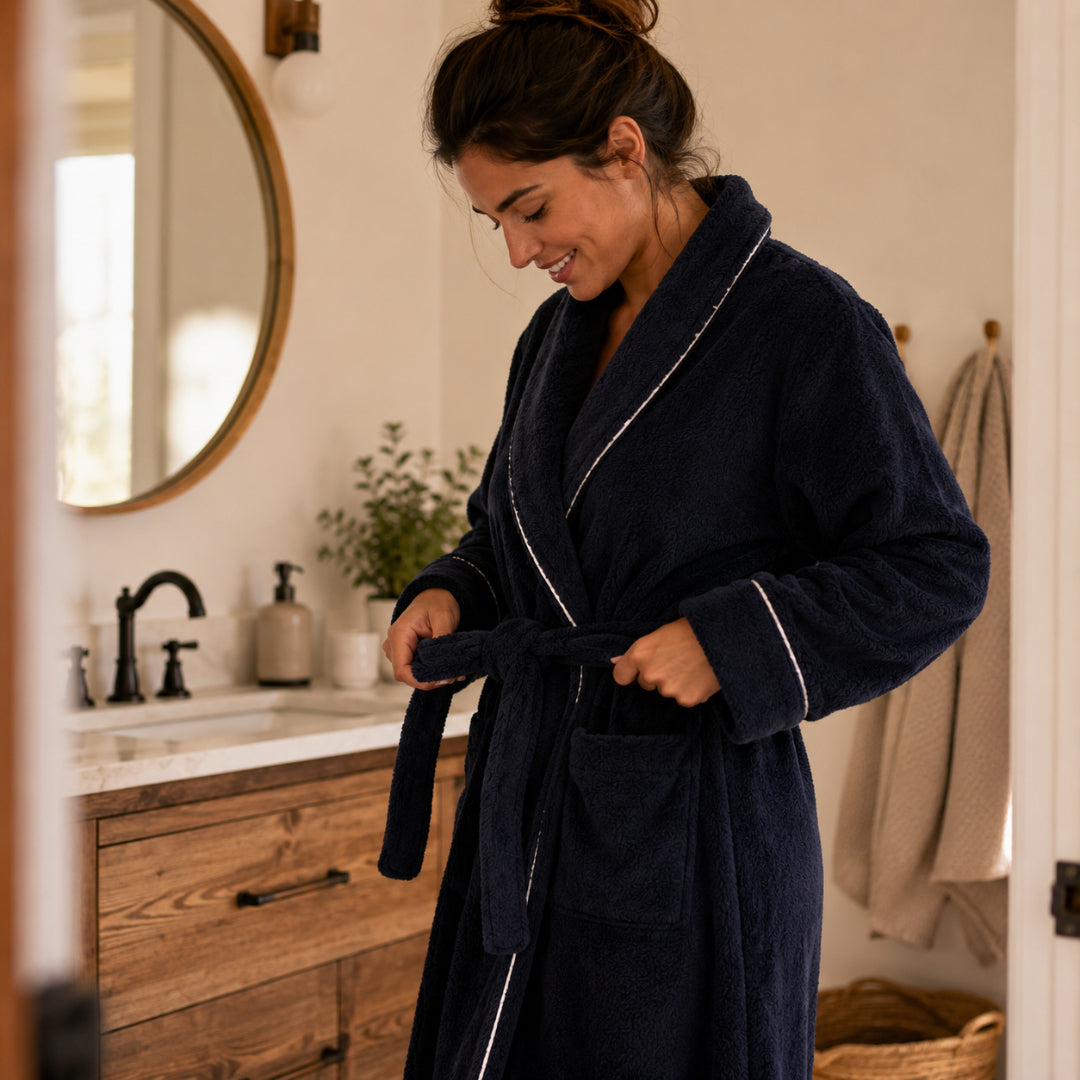 Plush Shawl Collar Winter Bathrobe