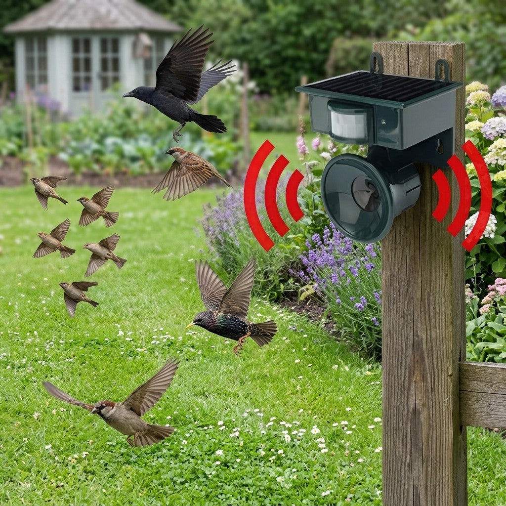 Solar-Powered Motion-Sensor Bird Repeller for Outdoor Pest Control