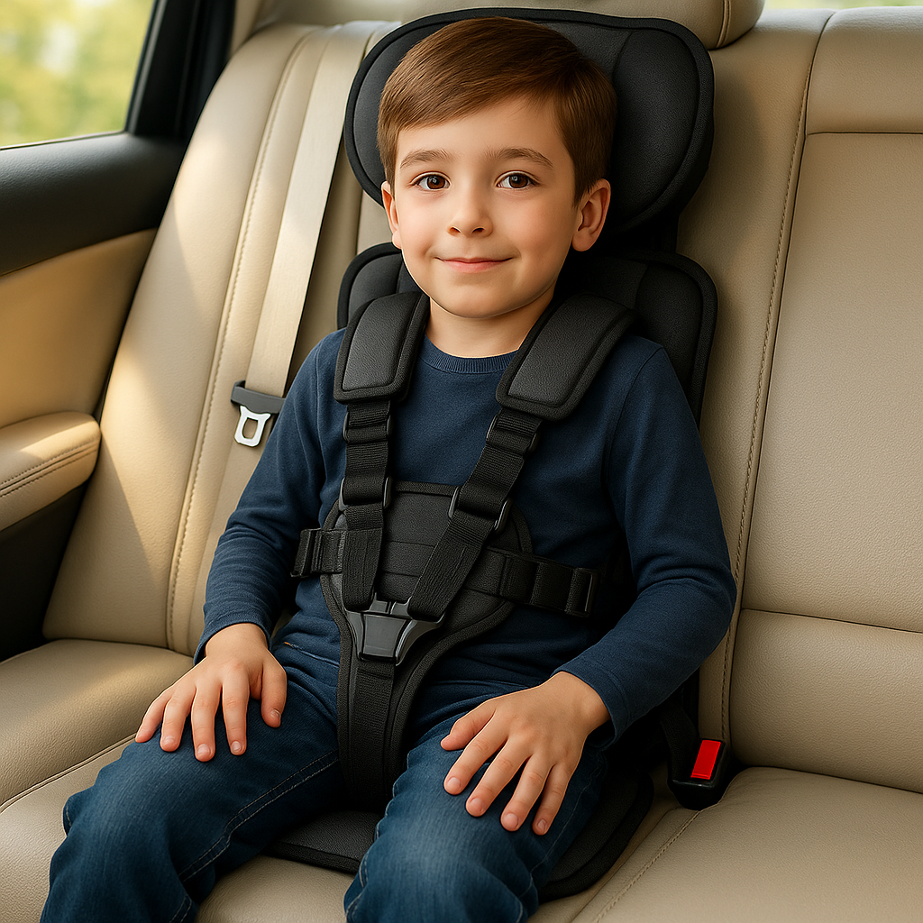 Adjustable Foldable Booster Seat with Travel Harness