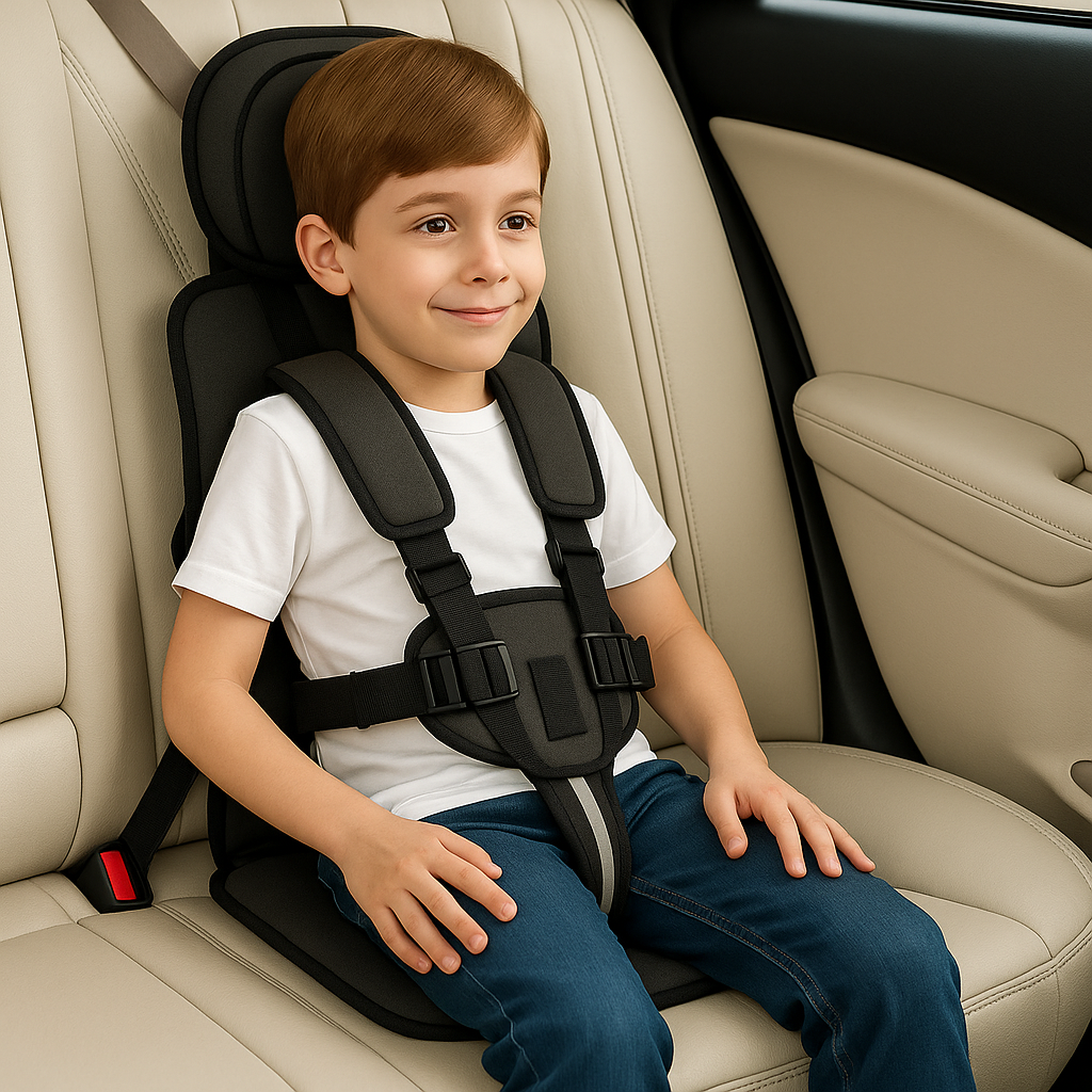 Adjustable Foldable Booster Seat with Travel Harness