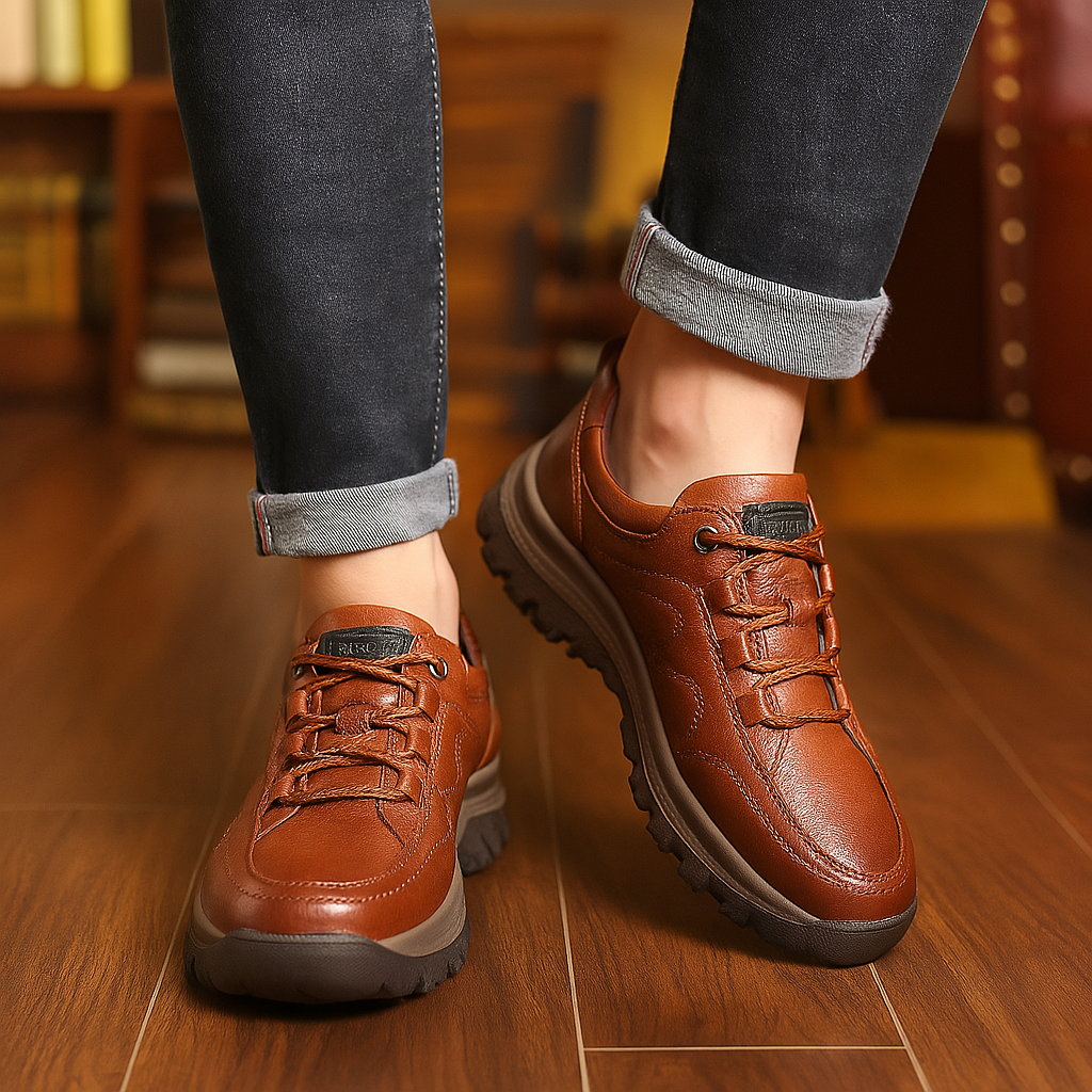 Men's Leather Walking Shoes with Arch Support