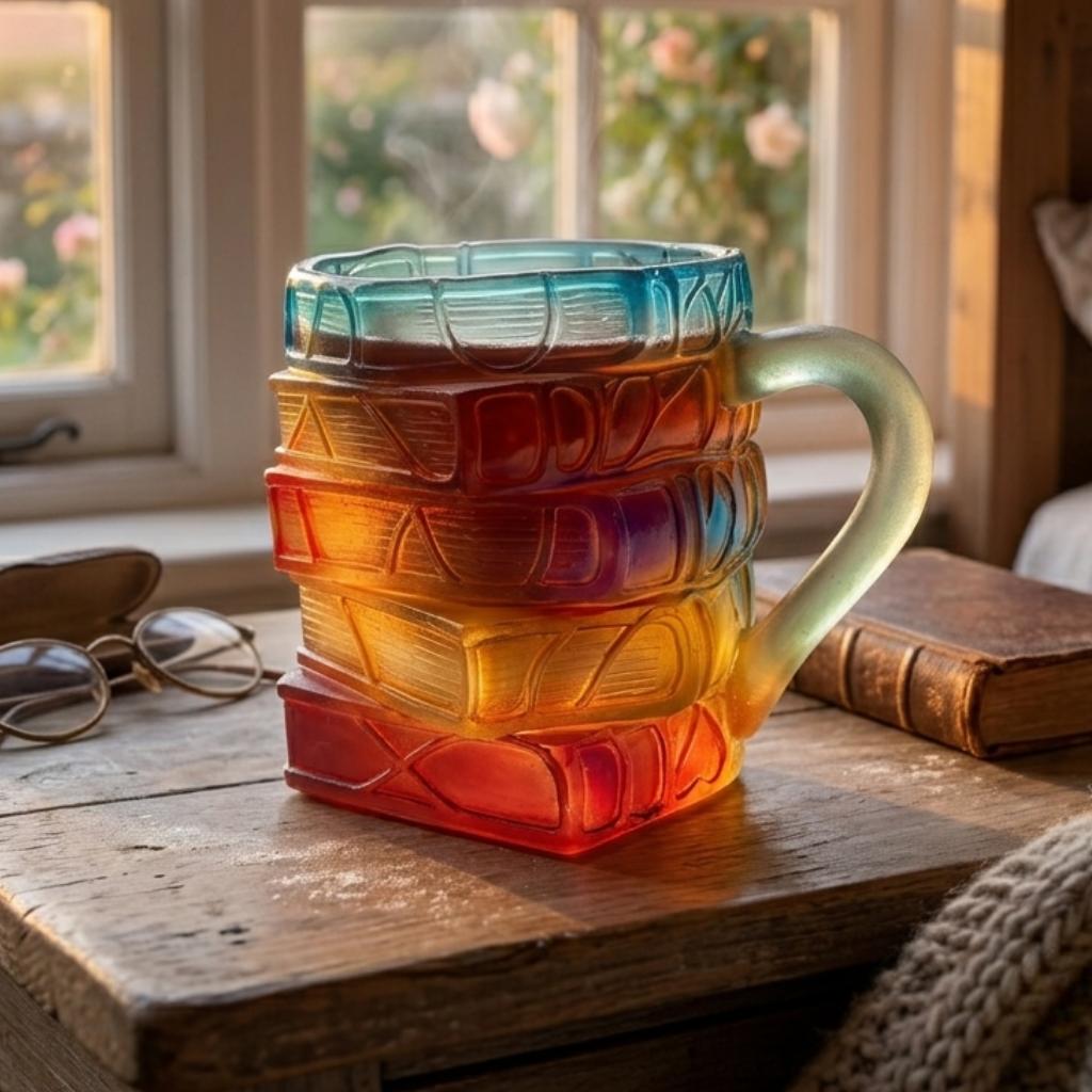 Book-Shaped Glass Coffee Mug for Literature Lovers