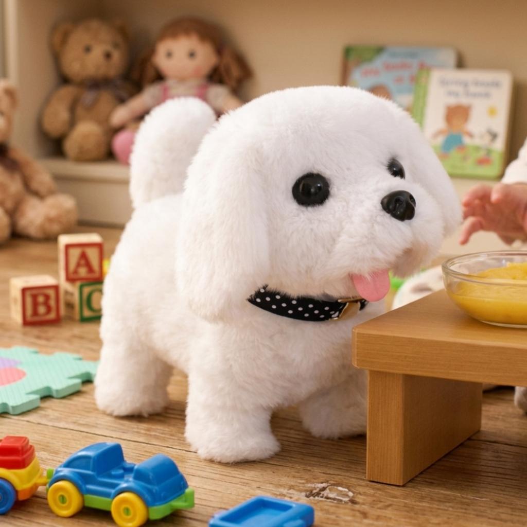 Plush Interactive Puppy Toy with Walking and Barking Action