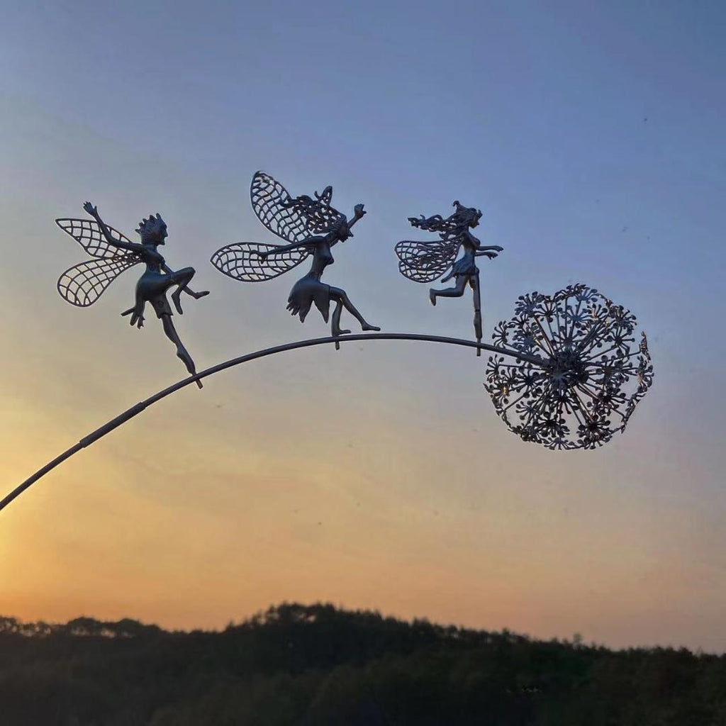 Metal Fairy Garden Stake for Outdoor Decor