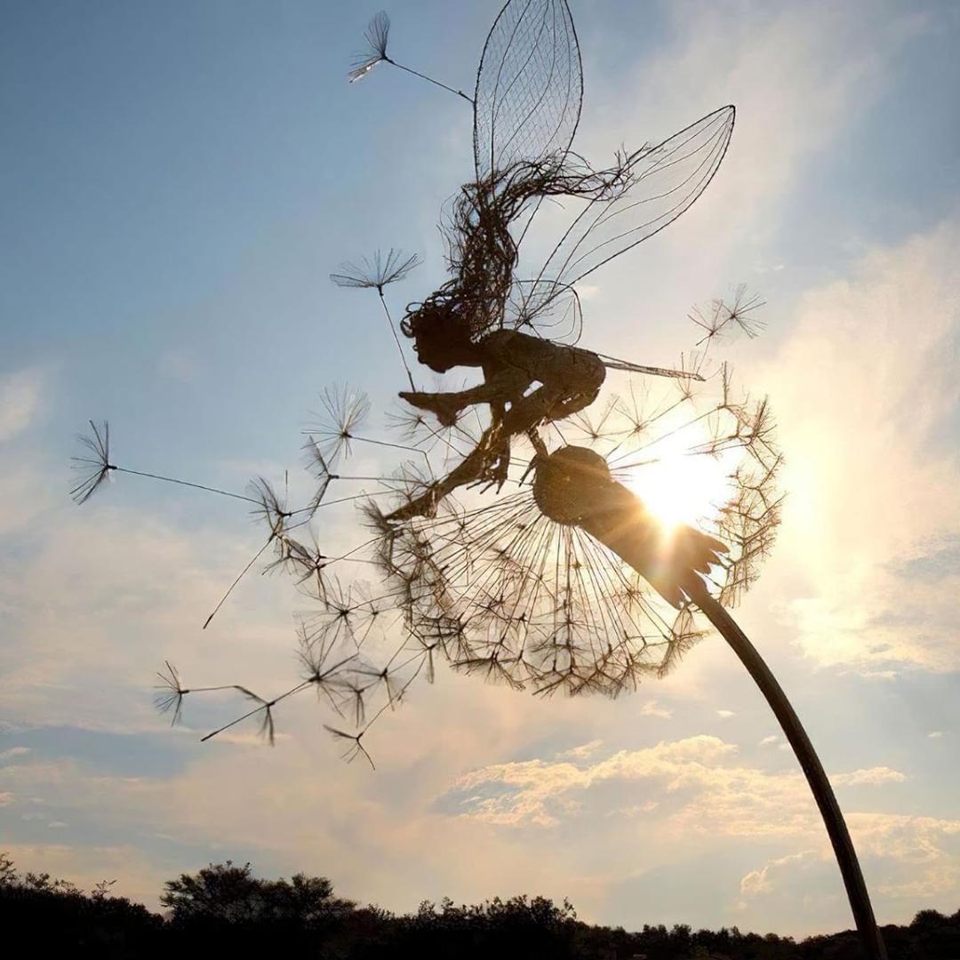 Metal Fairy Garden Stake for Outdoor Decor