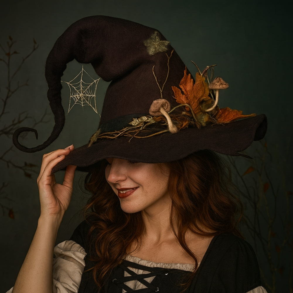 Handmade Felted Merino Wool Witch Hat