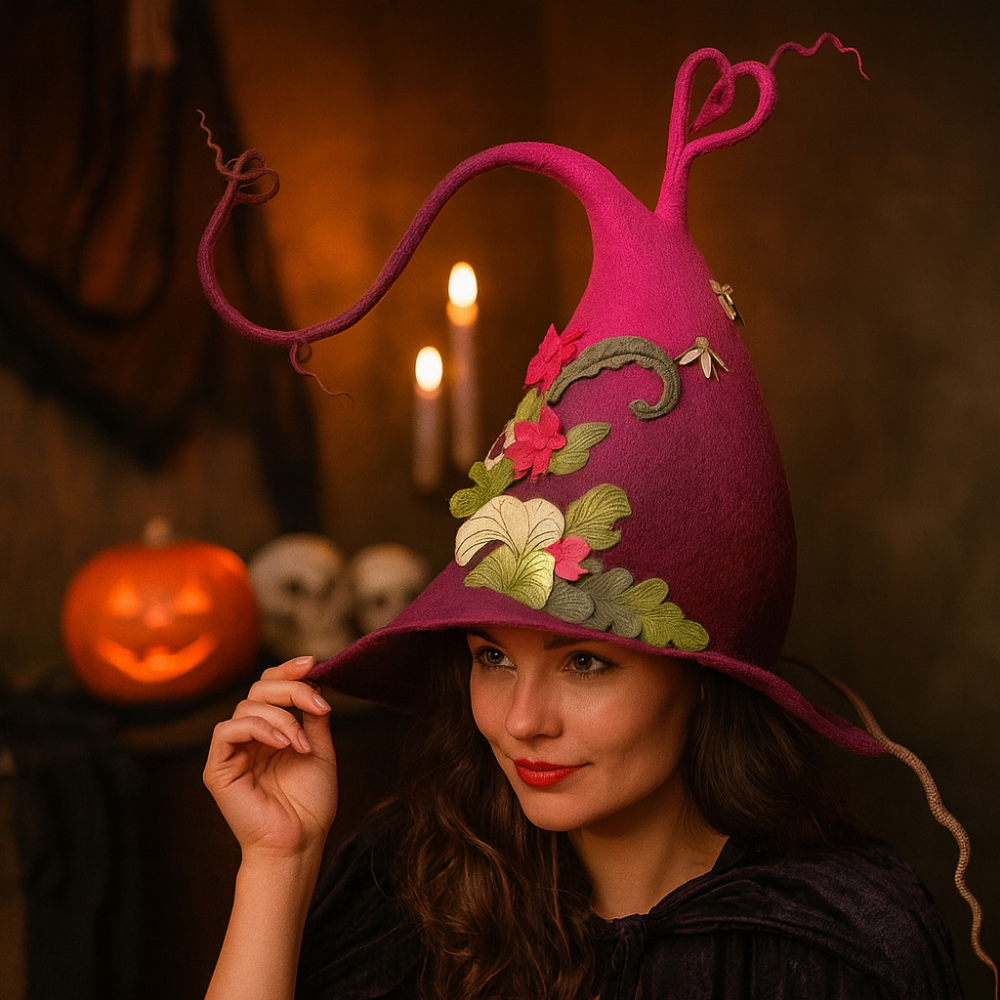 Handmade Felted Merino Wool Witch Hat