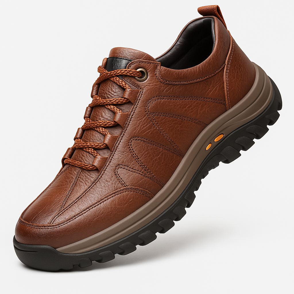 Men's Leather Walking Shoes with Arch Support