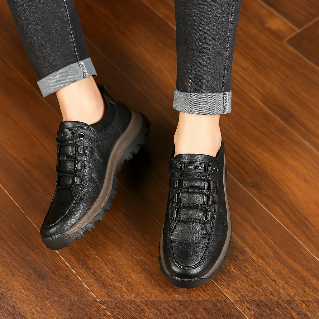 Men's Leather Walking Shoes with Arch Support
