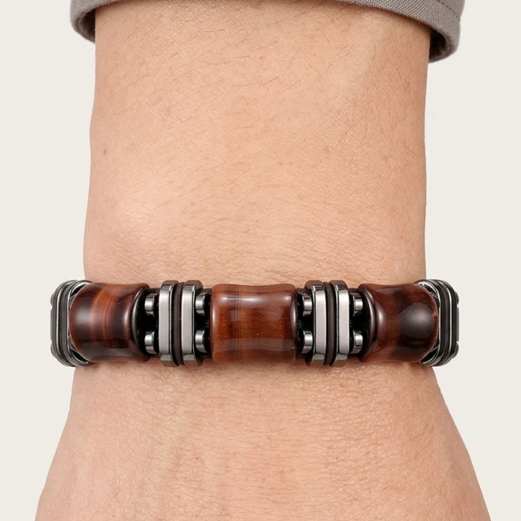 Leather Wrap Bracelet with Tiger's Eye Gemstone