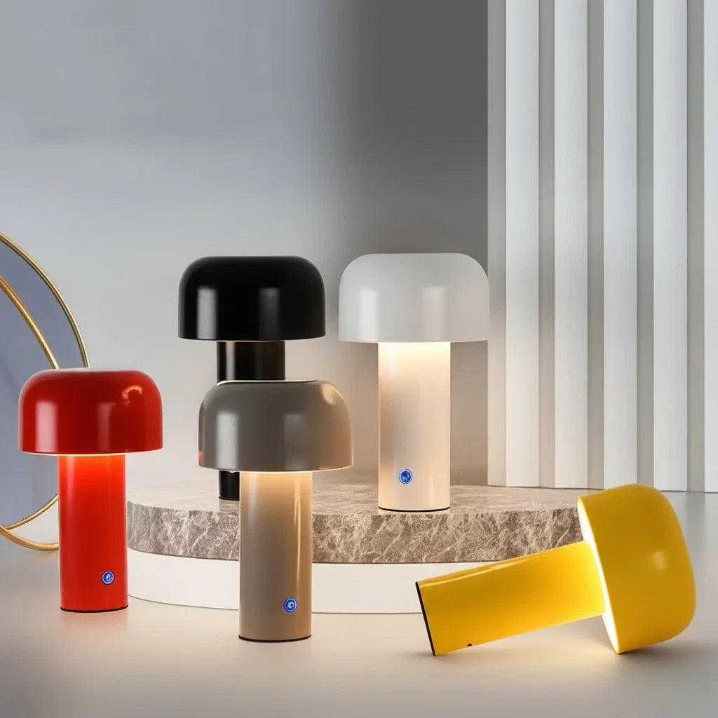 Rechargeable LED Mushroom Accent Lamp with Acrylic Shade