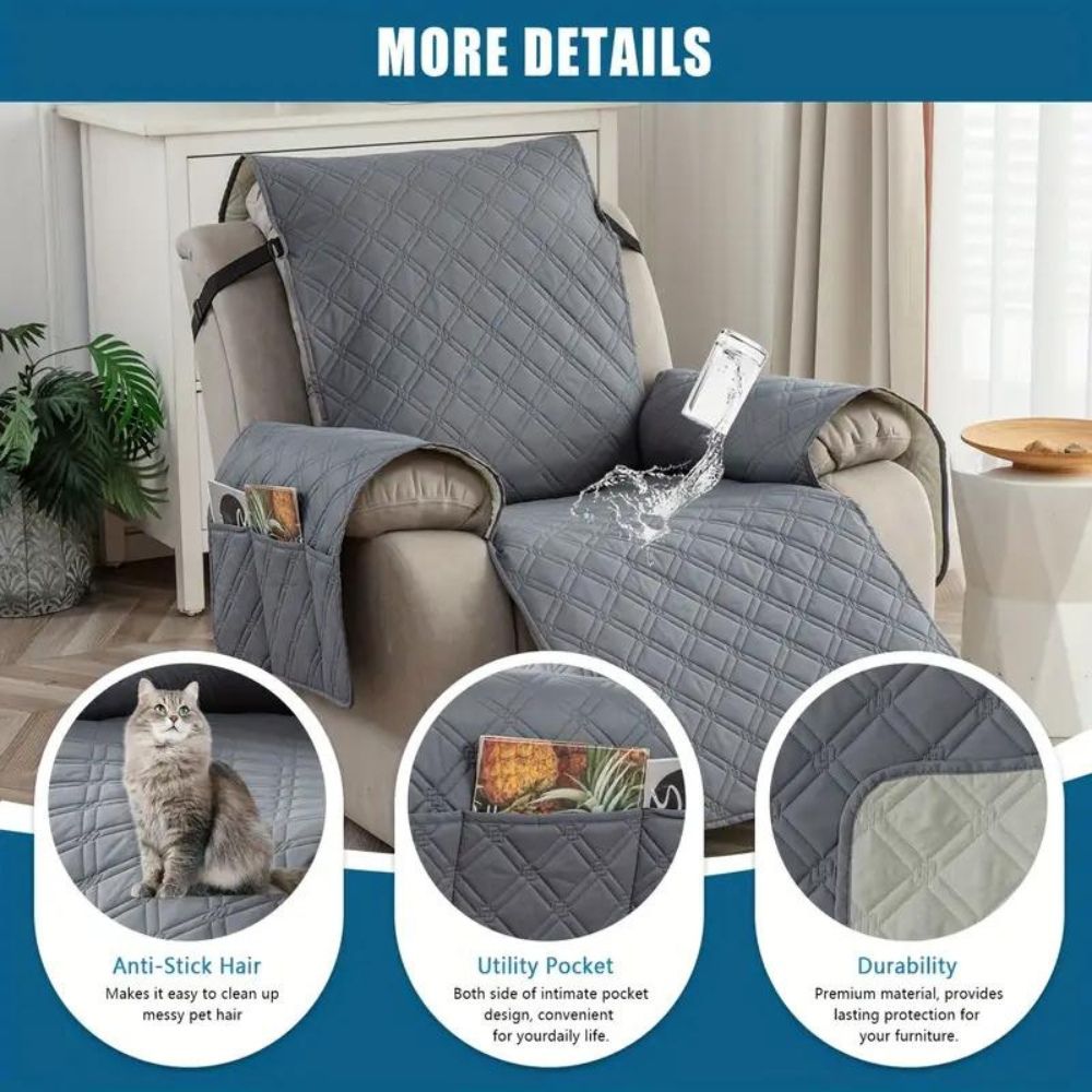 Quilted Waterproof Recliner Chair Slipcover