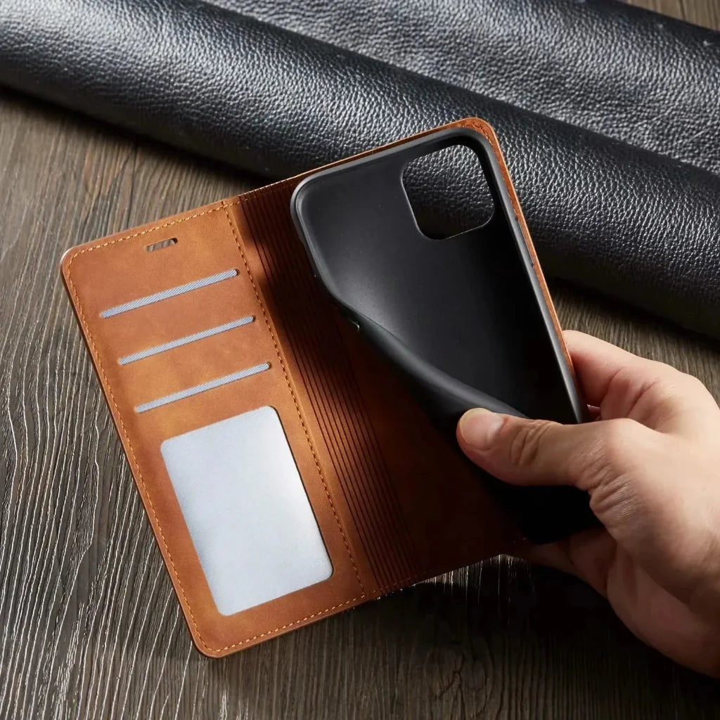 Card Slot Leather Wallet Case for iPhone