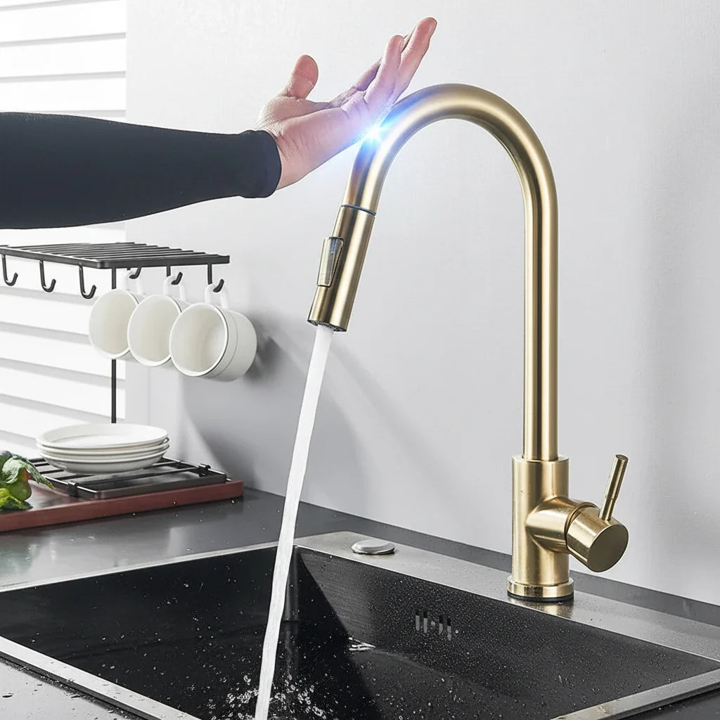 Touch-Activated Pull-Down Kitchen Sink Faucet