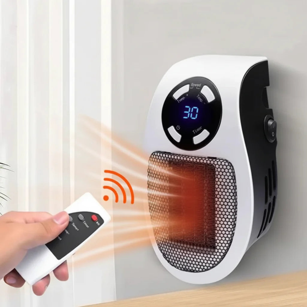 Wall-Plug Electric Space Heater with Remote and Timer