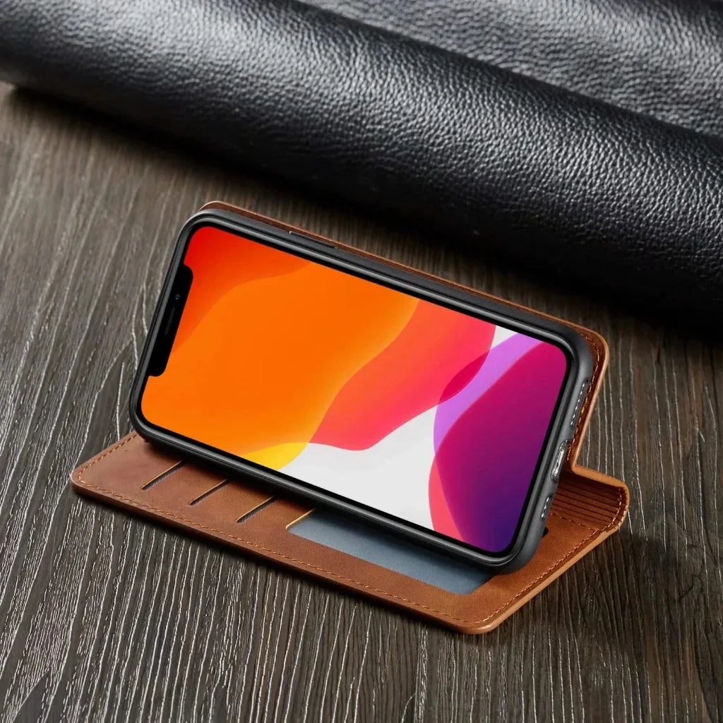 Card Slot Leather Wallet Case for iPhone
