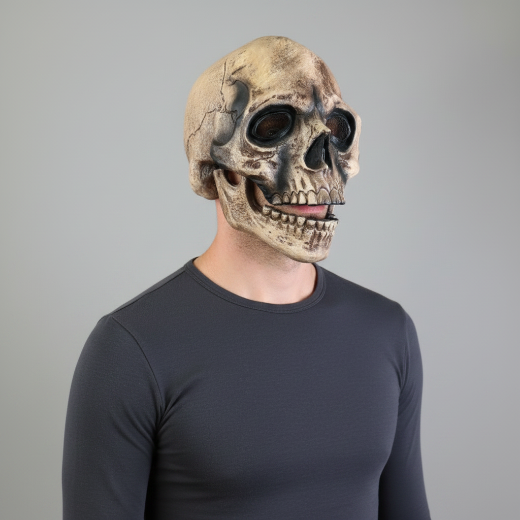 Full Head Skull Costume Mask with Moving Jaw