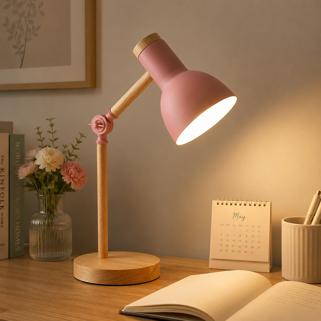 Wood Adjustable Desk Reading Lamp