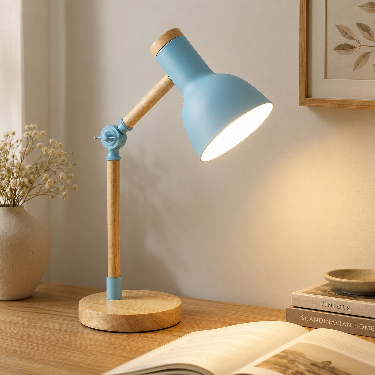 Wood Adjustable Desk Reading Lamp