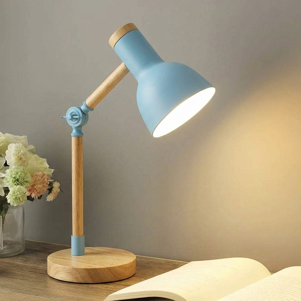 Wood Adjustable Desk Reading Lamp