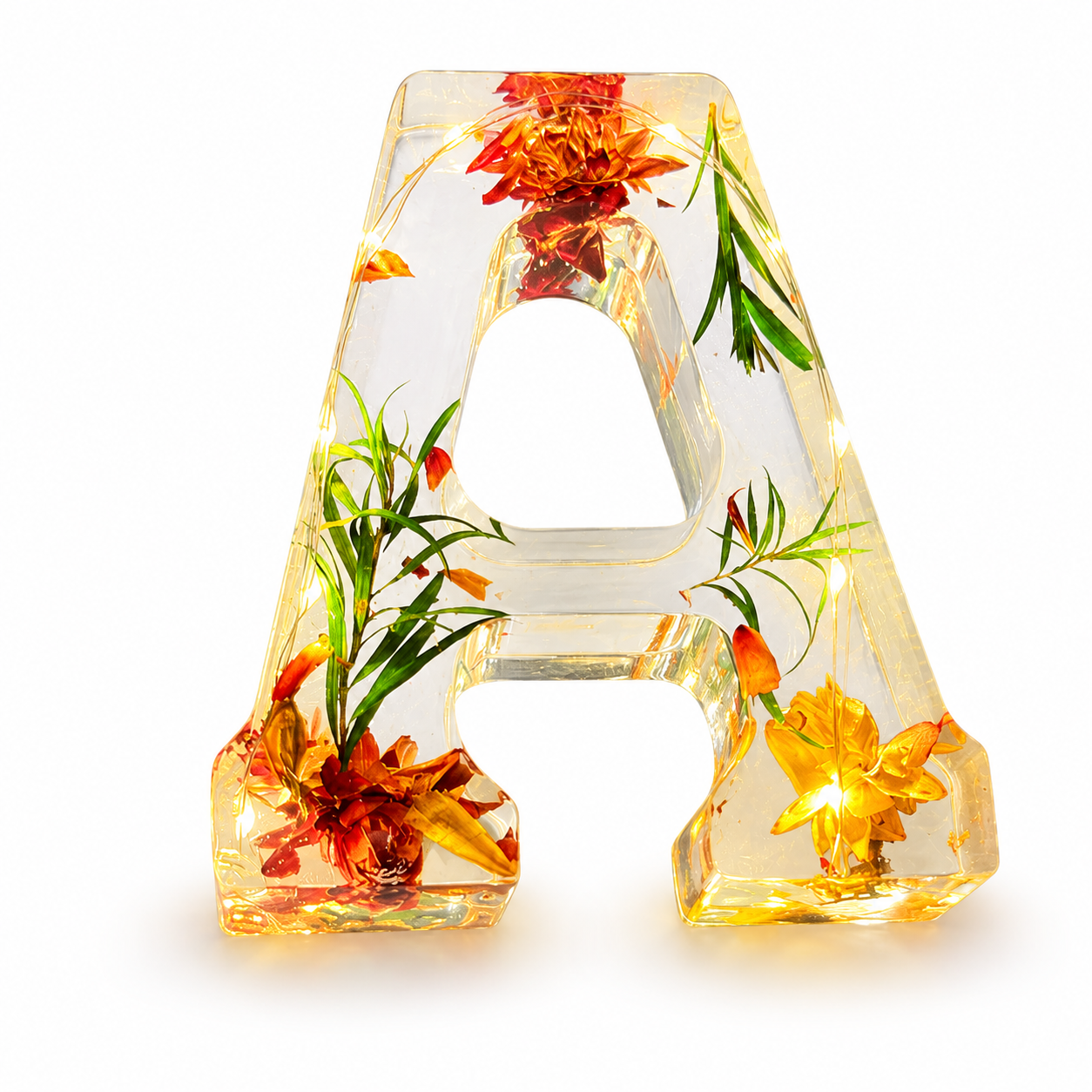 LED Resin Floral Letter Night Light Table Lamp
