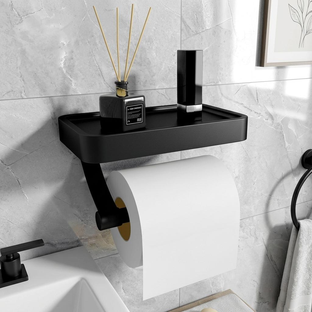 Modern Stainless Wall-Mounted Toilet Paper Shelf