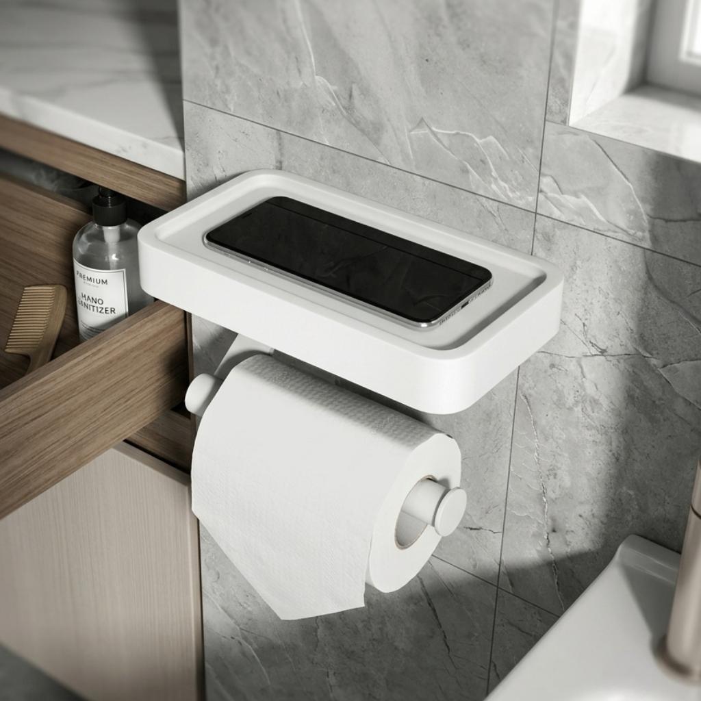 Modern Stainless Wall-Mounted Toilet Paper Shelf