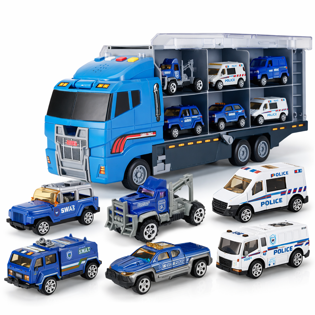 Toy Truck Transporter Construction Vehicle Set Lights Sound