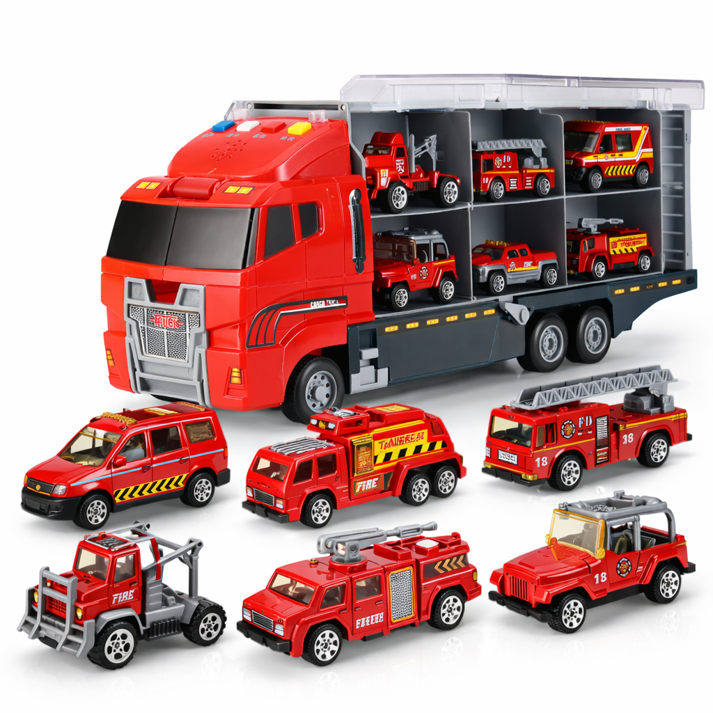 Toy Truck Transporter Construction Vehicle Set Lights Sound