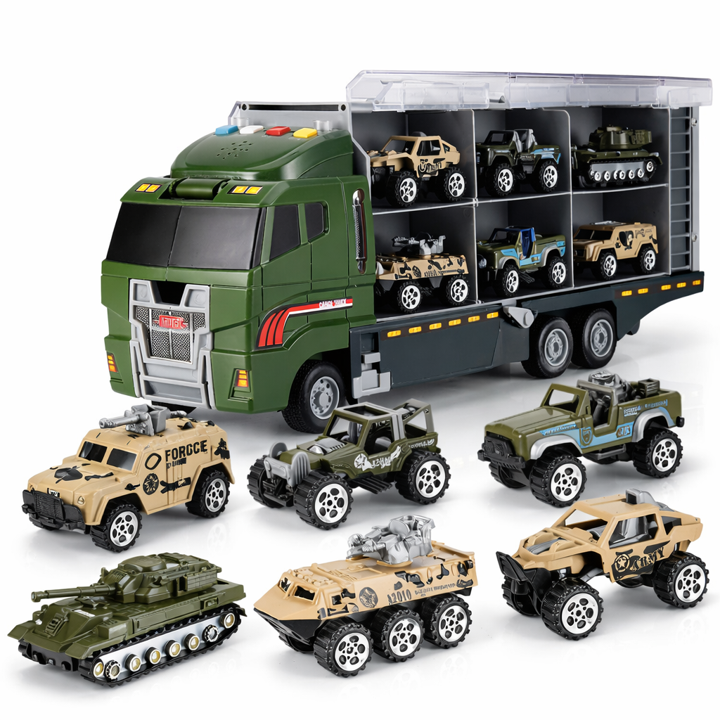 Toy Truck Transporter Construction Vehicle Set Lights Sound