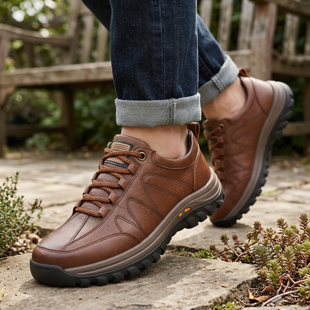 Men's Leather Walking Shoes with Arch Support
