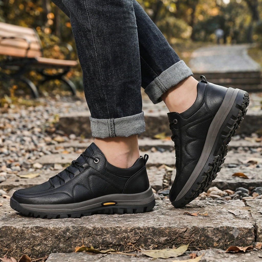 Men's Leather Walking Shoes with Arch Support
