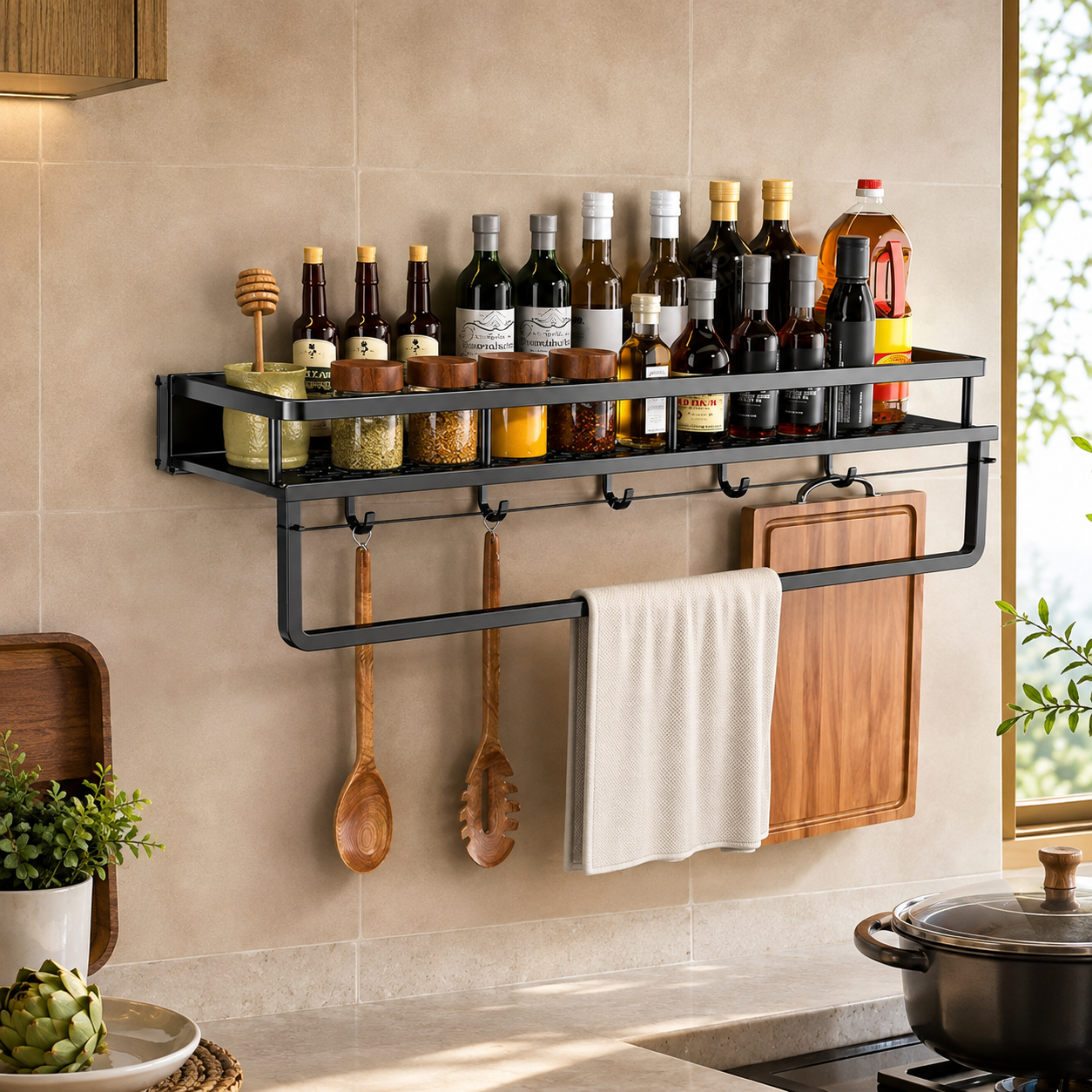 Metal Kitchen Wall-Mounted Storage Rack