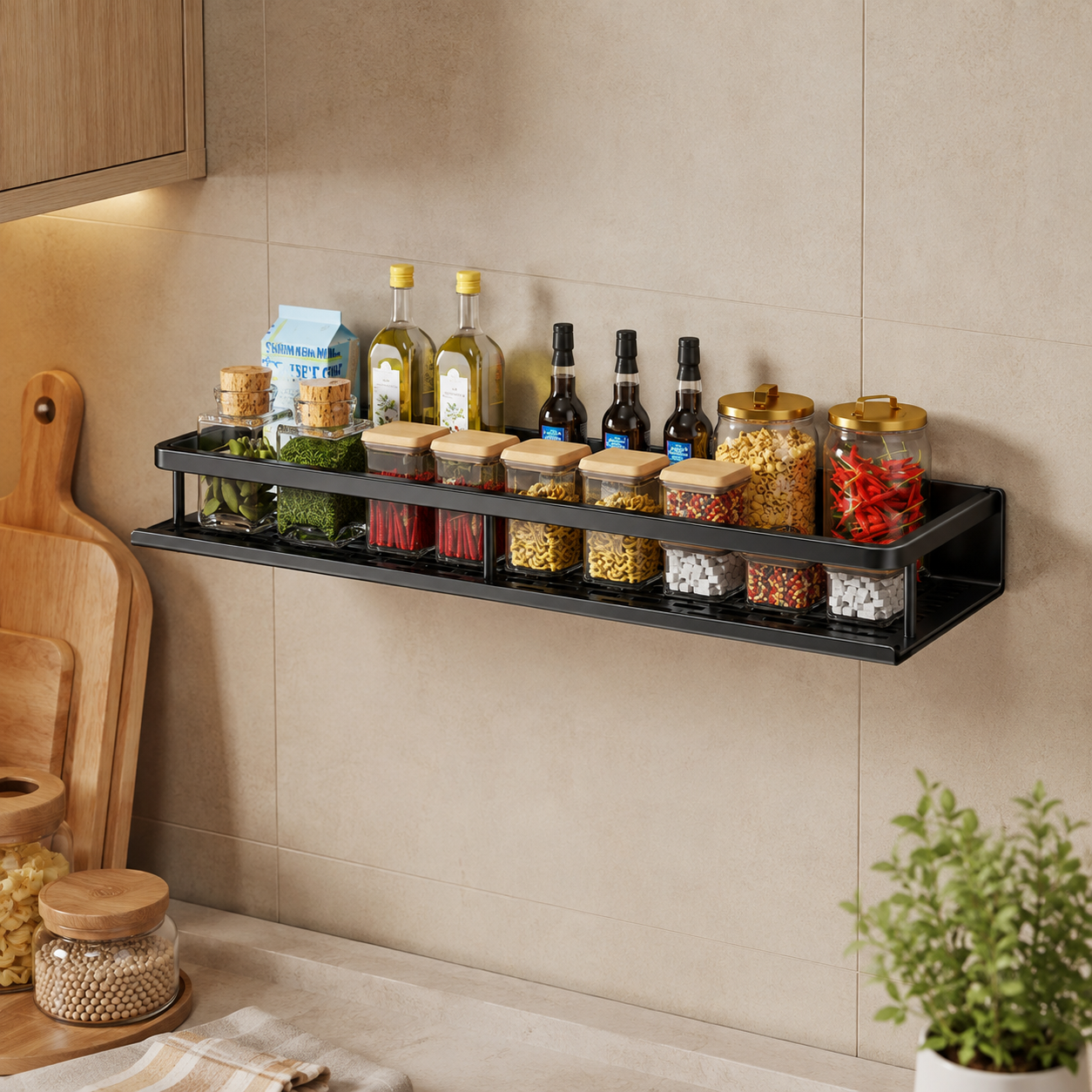Metal Kitchen Wall-Mounted Storage Rack