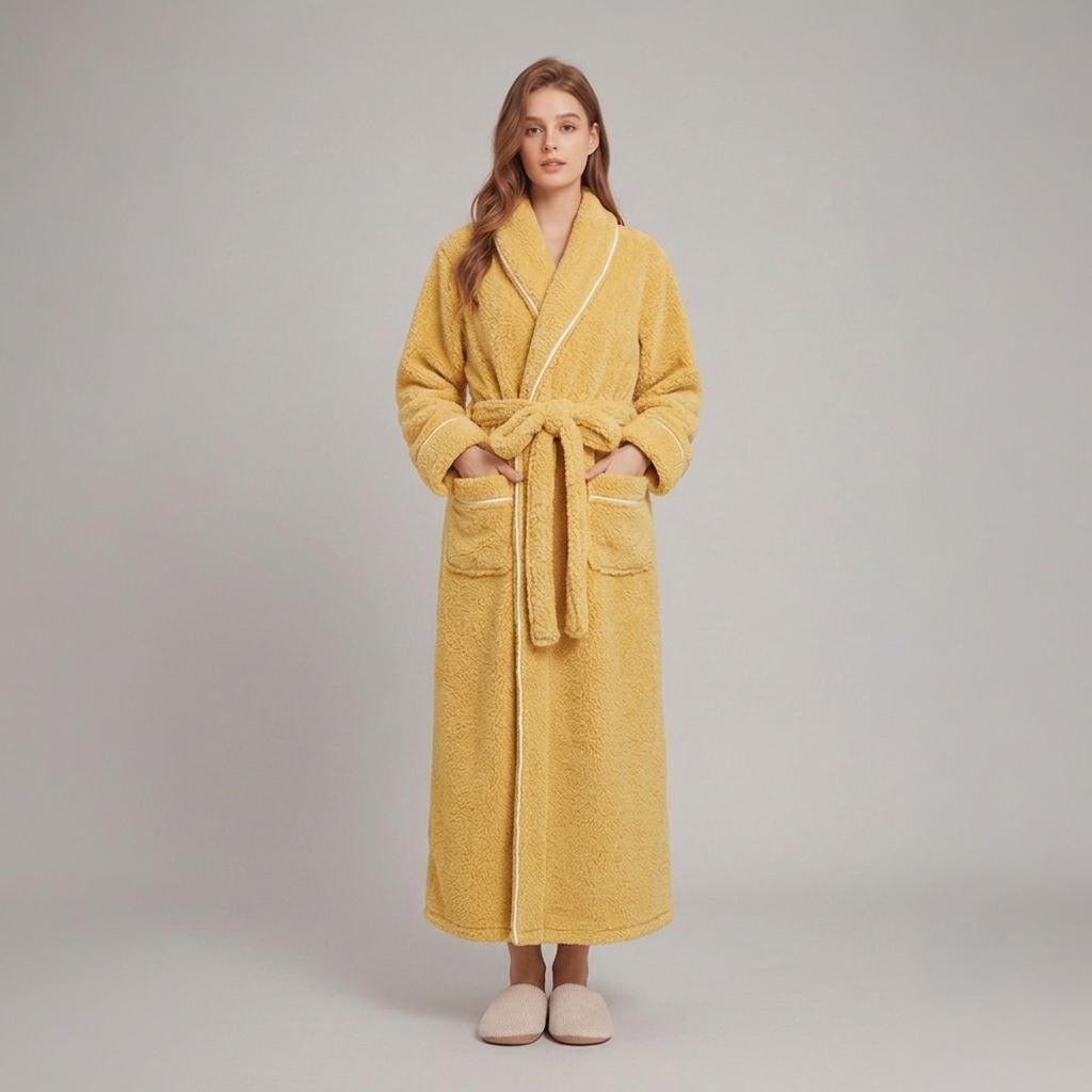 Cozy Belted Fleece Robe for Cold Weather